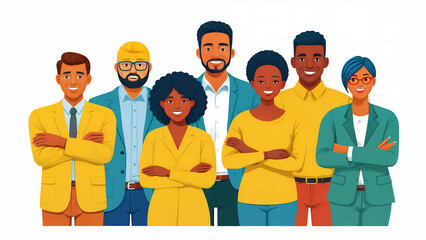 Naklejka premium Diverse Group of Smiling Professionals Illustration