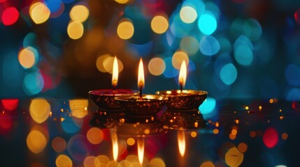 Candles with lights bokeh background