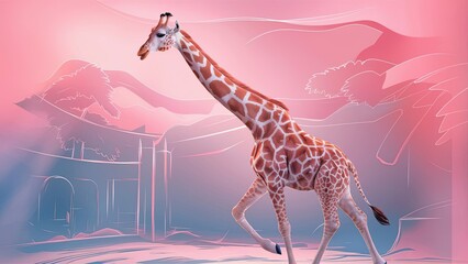 giraffe in the pastel background wallpaper