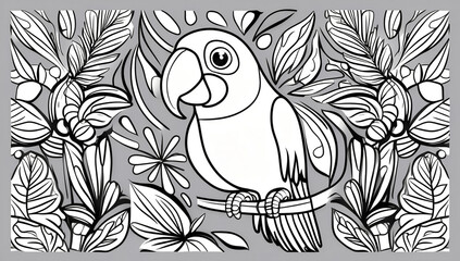 Obraz premium Coloring page, cute parrot