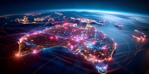 Digital map of Australia showing network connectivity
