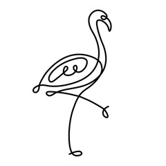 Flamingo in continuous line art illustration
