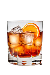 Old fashioned cocktail, isolated, transparent background, no background. PNG.