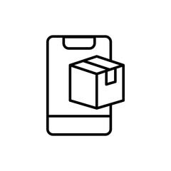 Mobile Drop shipping outline icons, minimalist vector illustration ,simple transparent graphic element .Isolated on white background