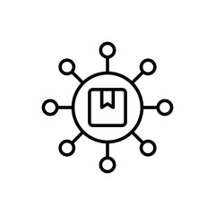 Drop shipping connection outline icons, minimalist vector illustration ,simple transparent graphic element .Isolated on white background