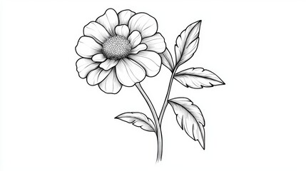 A flower with a stem and leaves
