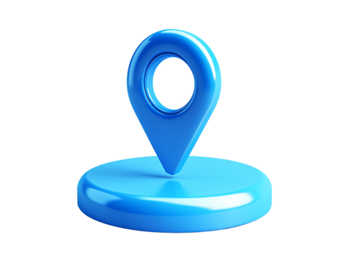 a blue pin on a white background