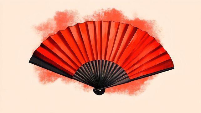 Aasian red fan illustration