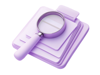 a magnifying glass on top of a stack of papers