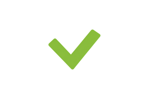 a green check mark on a white background