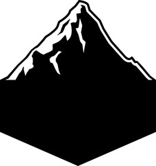 Hiking badge icon. Silhouette style. Outdoor icon.