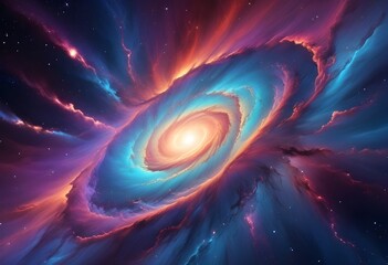 Stunning Cosmic Spiral in Vibrant Colors of Deep Space