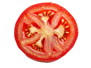 a tomato slice with seeds in it