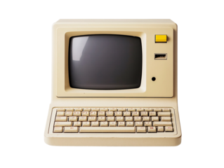 an old computer with a keyboard