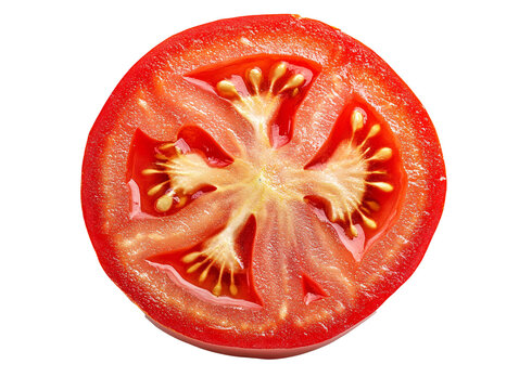 a tomato slice with seeds in it