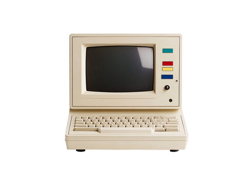 an old computer with a keyboard