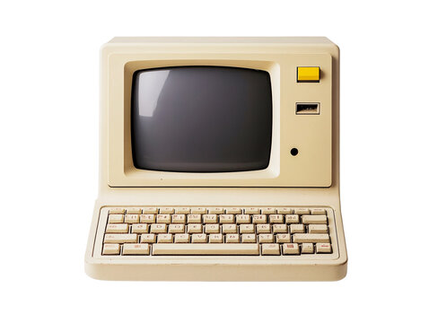 an old computer with a keyboard