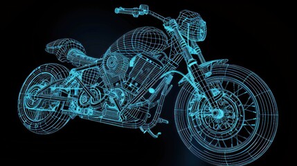 Wireframe Motorcycle Render