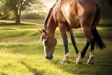 Obraz premium Horse eating grass