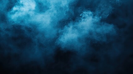A swirling blue fog creates a mystical and atmospheric background.