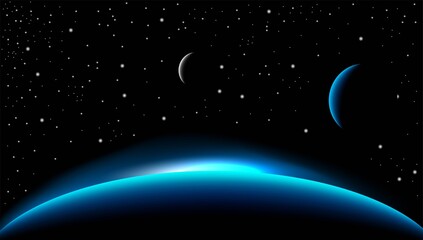 Space With Planets and Stars Realistic. Cosmos exploration and beauty of universe