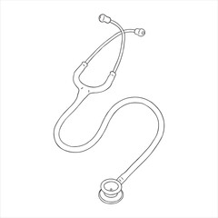 Medical Stethoscope Outline Drawing Illustration