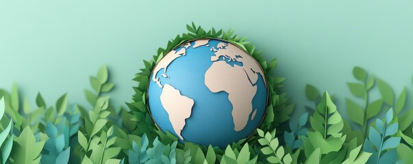 A vibrant globe surrounded by lush greenery, symbolizing environmental awareness and the importance of nature conservation.