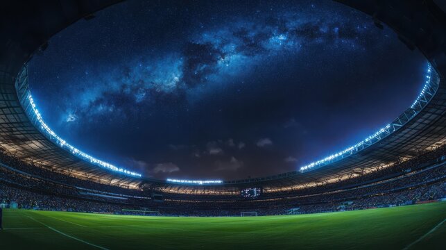 A stadium full of people watching a soccer game