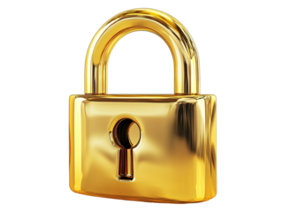 a gold padlock with a keyhole