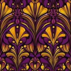 Vibrant Art Nouveau Inspired Floral Pattern Design