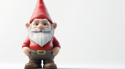 A cartoon gnome with a red hat and a white beard, against a white background.
