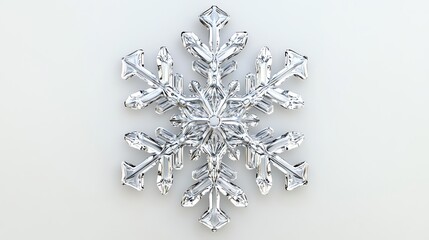 A silver snowflake on a white background.