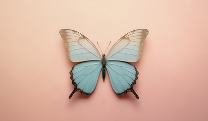 butterfly on a pastel colored paper textured background with copy space