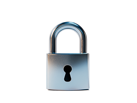 a silver padlock with a keyhole