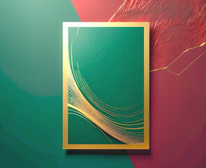 promotional green and gold booklet leaflet flyer on a green red textured background