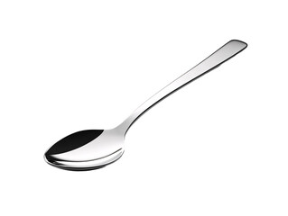 a silver spoon on a white surface