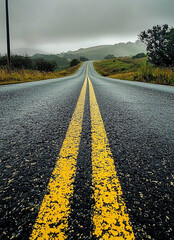 The asphalt road. Generative AI