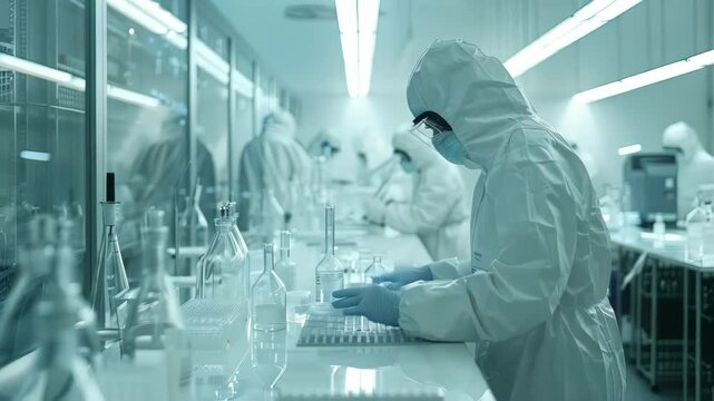 video of employee at sterile pharmaceutical manufacturing