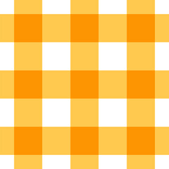 Colorful plaid seamless pattern. Checkered wallpaper print with geometric lines on a white background. Grid texture. Orange and yellow colors. Vector illustration