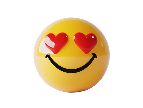 a yellow ball with red hearts and a smile - Powered by Adobe