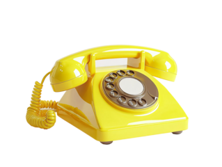 a yellow telephone with a cord
