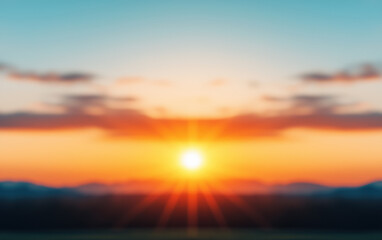 Fototapeta premium Stunning sunset with vibrant colors and soft focus, capturing the beauty of nature and the calmness of a serene evening skyline.