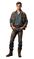 Fototapeta premium PNG Cowboy style denim footwear jacket.