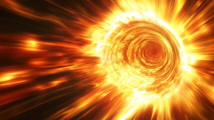 Fototapeta premium Time-Defying Abstract Art: Journey Through a Technological Yellow Light Painting Time Tunnel, Embracing Futuristic Concepts