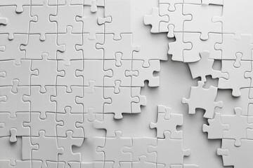 white puzzles on a white background. Business ideas concept.