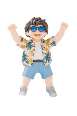 3D Cartoon Character Jumping with Joy in Summer Vacation Outfit