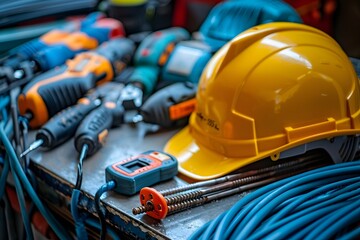 Fototapeta premium Essential Tools and Safety Gear for Construction Work