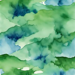 green and blue watercolor drawing - 1