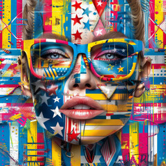 Fototapeta premium Pop art style photography featuring a colorful girl 