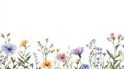 A colorful flower garden with a white background